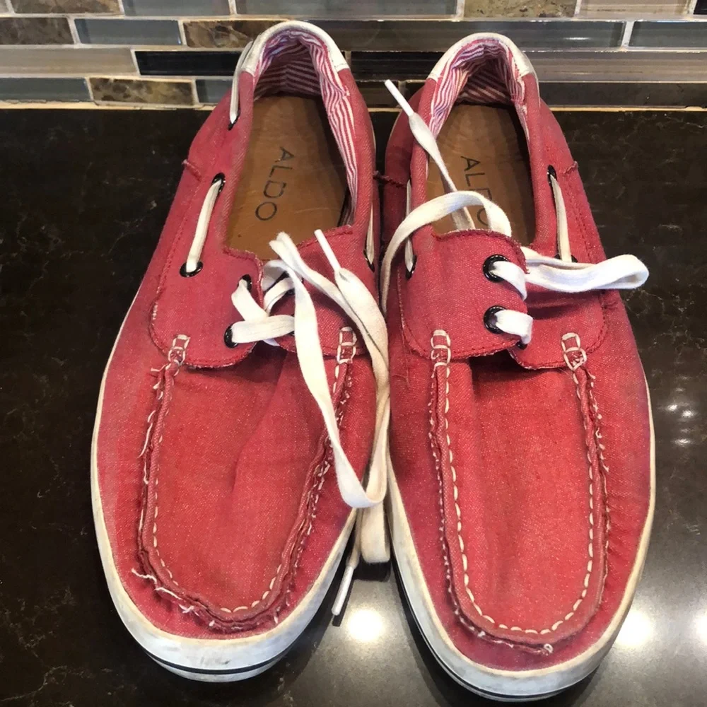 Aldo red fabric men’s loafers‎ boat shoes 41